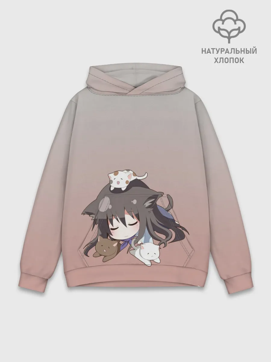 Худи мужской база хлопок / малышка спит ушки котики