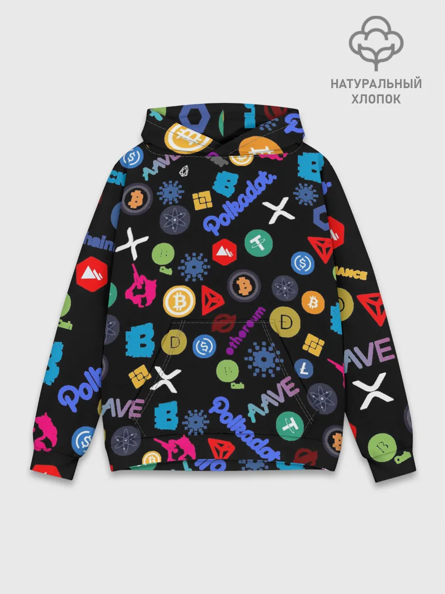 Худи мужской база хлопок / ЛОГОТИПЫ КРИПТОВАЛЮТ | CRYPTOCURRENCIES