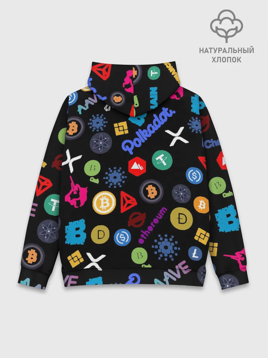 Худи мужской база хлопок / ЛОГОТИПЫ КРИПТОВАЛЮТ | CRYPTOCURRENCIES