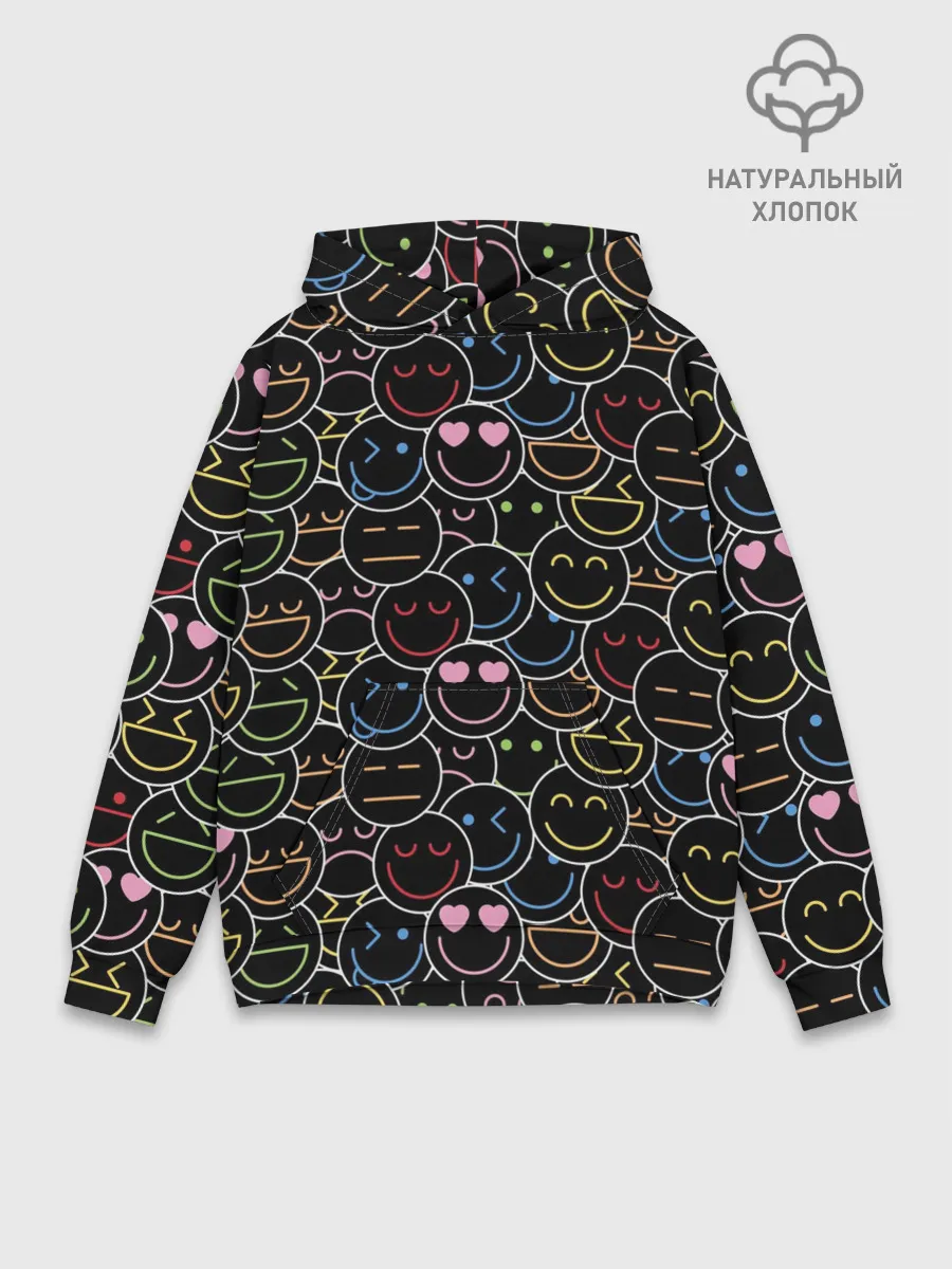 Худи мужской база хлопок / SLAVA MARLOW - Неоновые смайлы