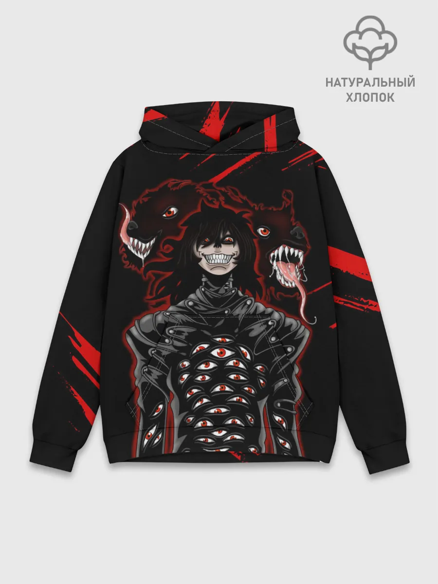 Худи мужской база хлопок / Юмико Такаги в черном Hellsing