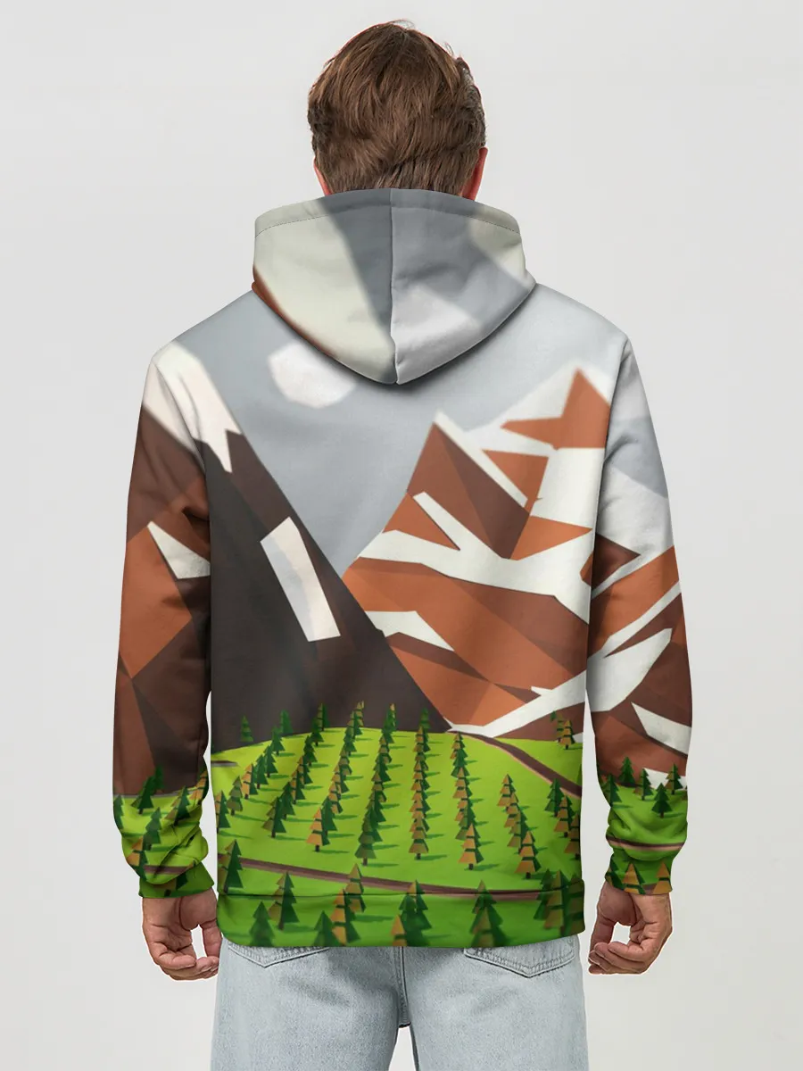 Худи мужской база хлопок / Горы