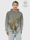 Худи мужской база хлопок / полосатый уличный кот
