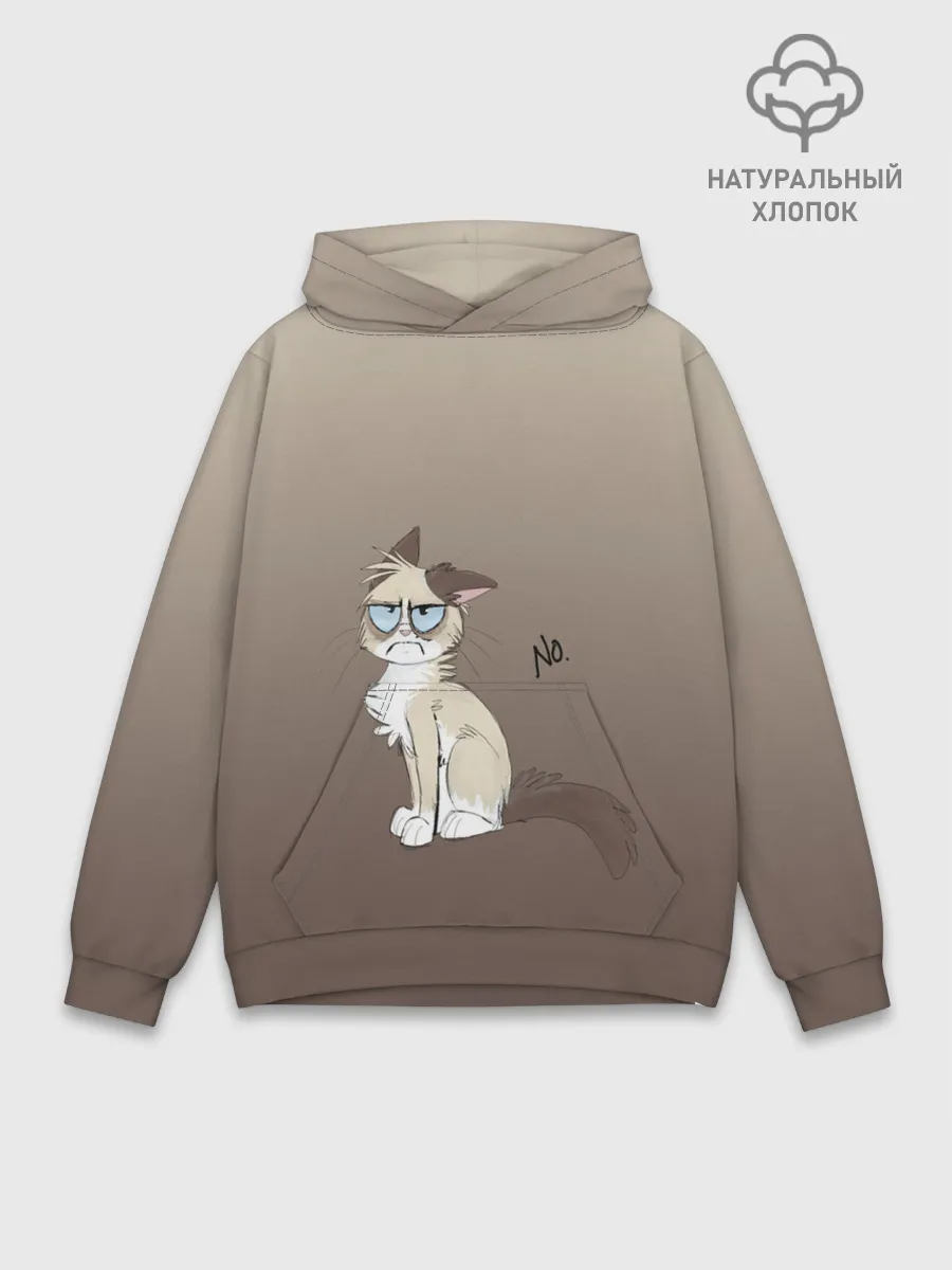 Худи мужской база хлопок / сварливый кот мем нет