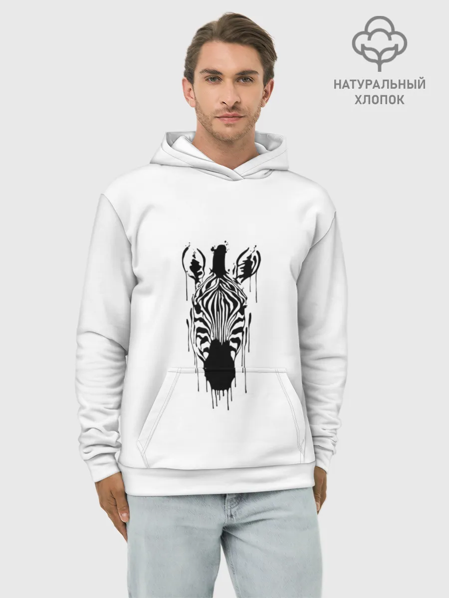 Худи мужской база хлопок / Зебра минимализм