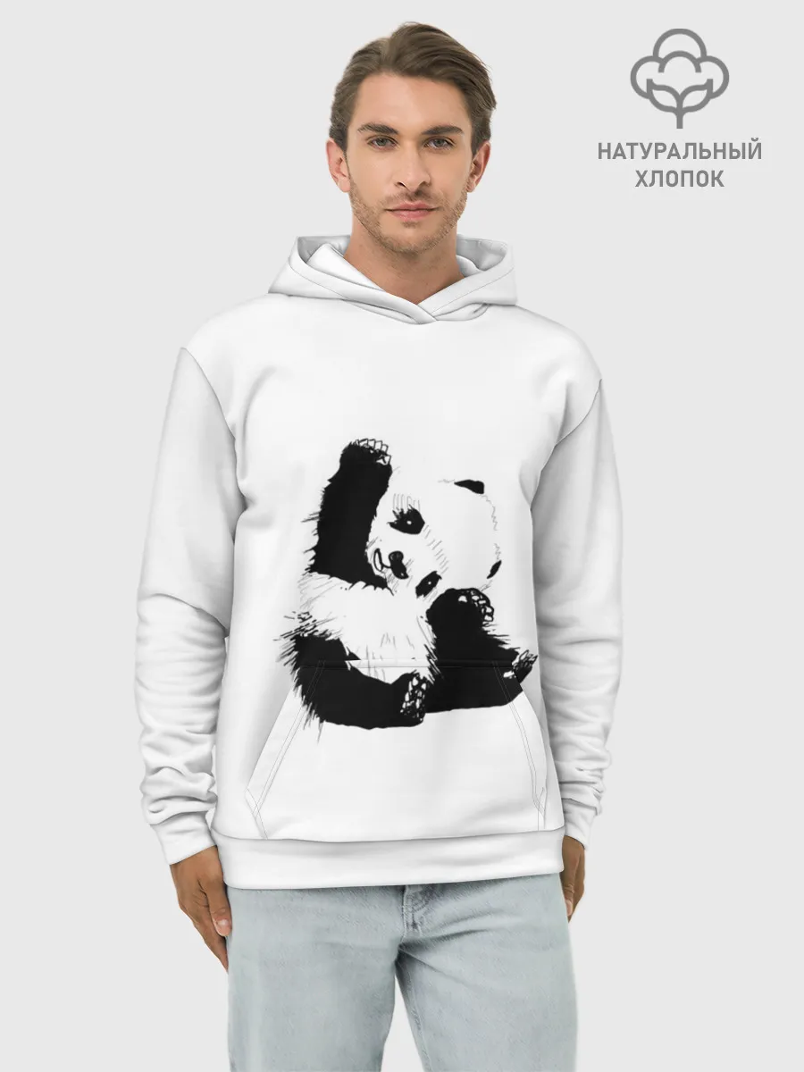 Худи мужской база хлопок / Панда минимализм