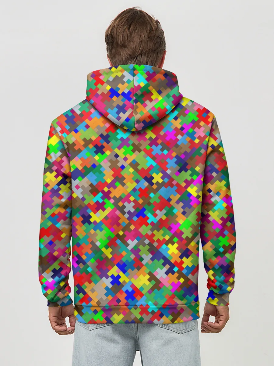 Худи мужской база хлопок / РАЗНОЦВЕТНЫЙ ПАЗЛ