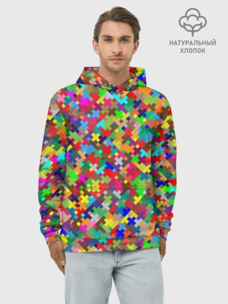 Худи мужской база хлопок / РАЗНОЦВЕТНЫЙ ПАЗЛ