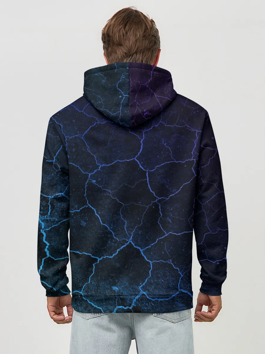 Худи мужской база хлопок / НЕОНОВЫЕ ТРЕЩИНЫ | NEON CRACKS