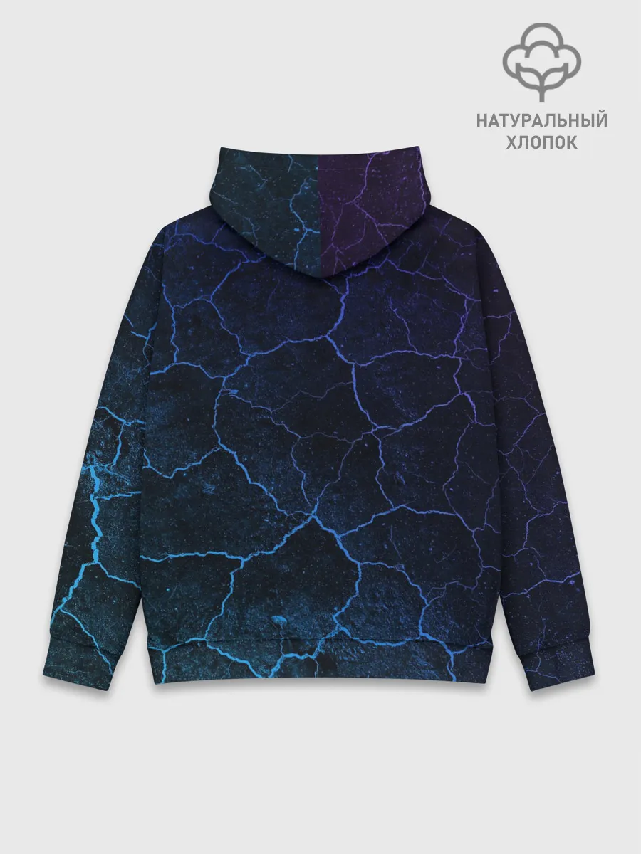 Худи мужской база хлопок / НЕОНОВЫЕ ТРЕЩИНЫ | NEON CRACKS