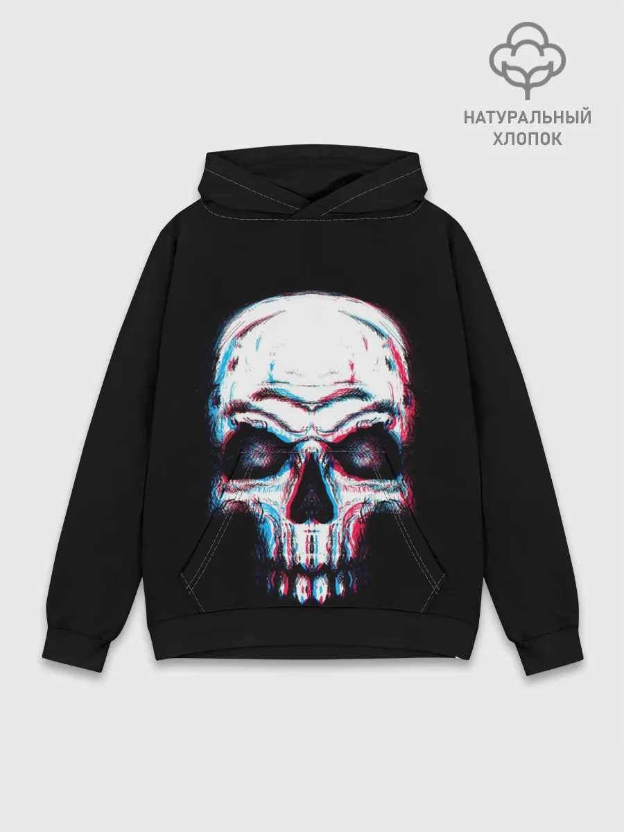 Худи мужской база хлопок / Glitch Skull