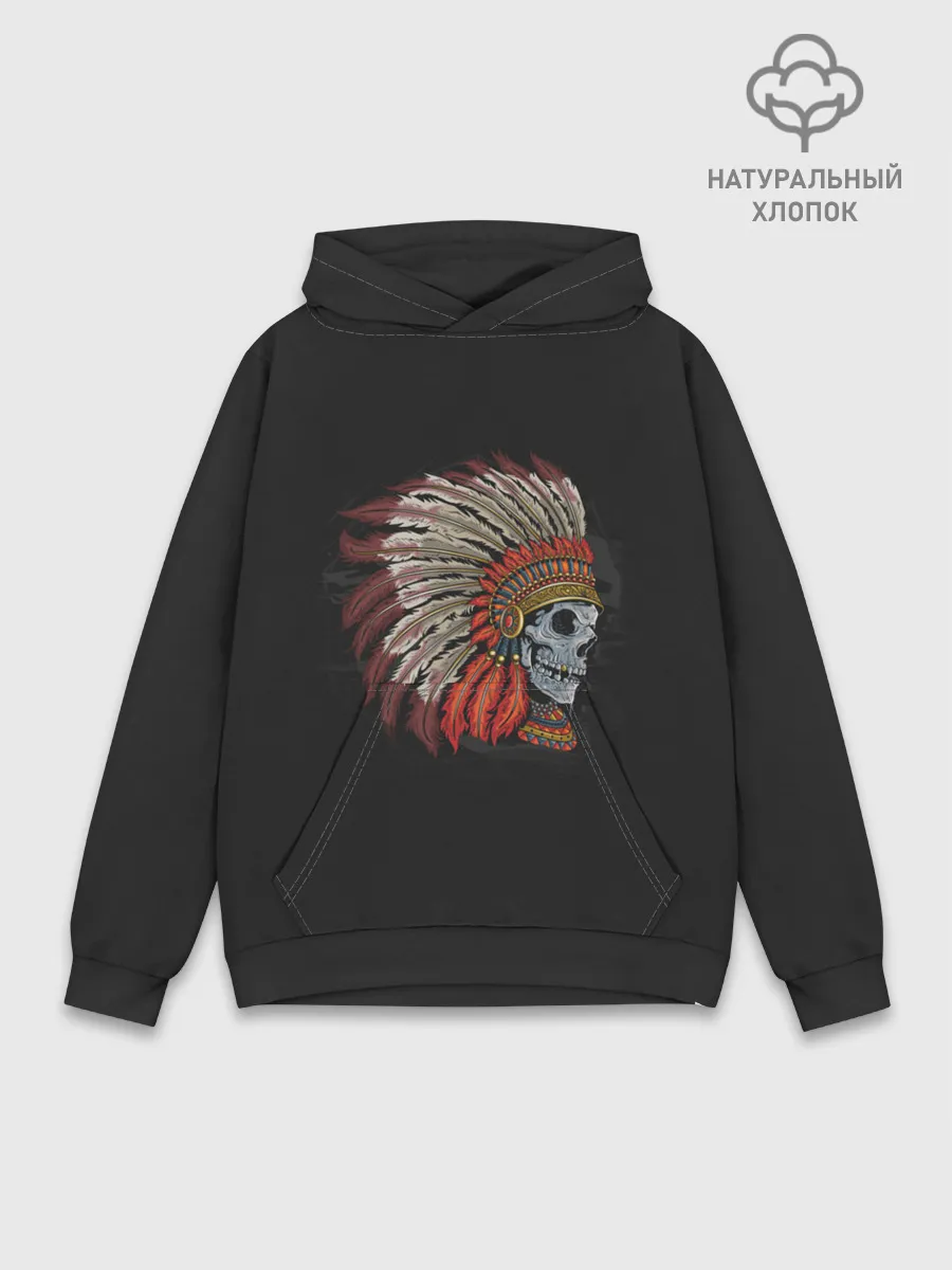 Худи мужской база хлопок / Череп Индейца