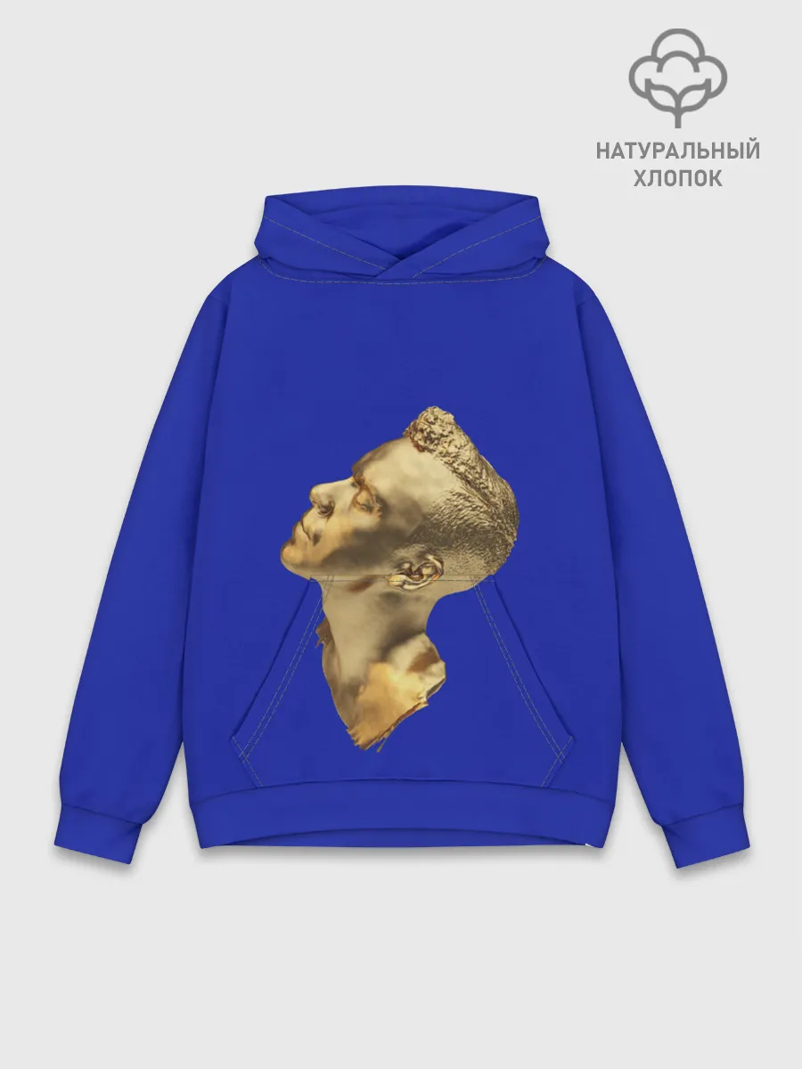 Худи мужской база хлопок / Черно белая Голова