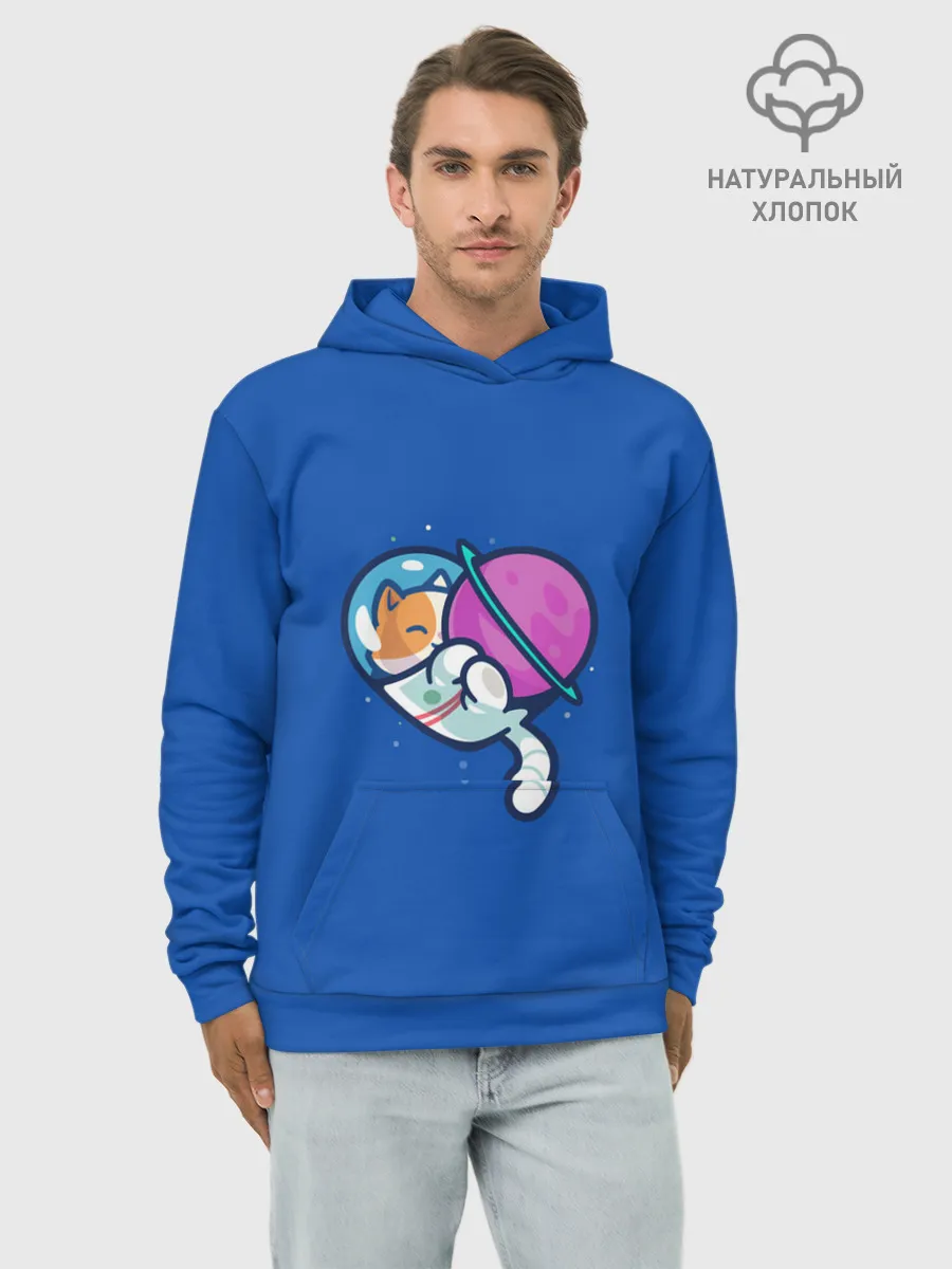 Худи мужской база хлопок / Кот космонавт