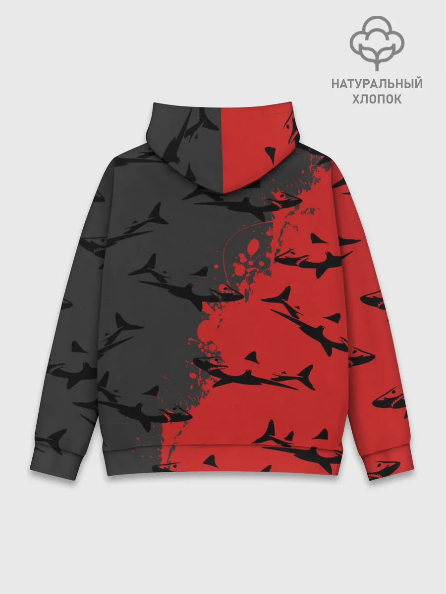 Худи мужской база хлопок / Акулы