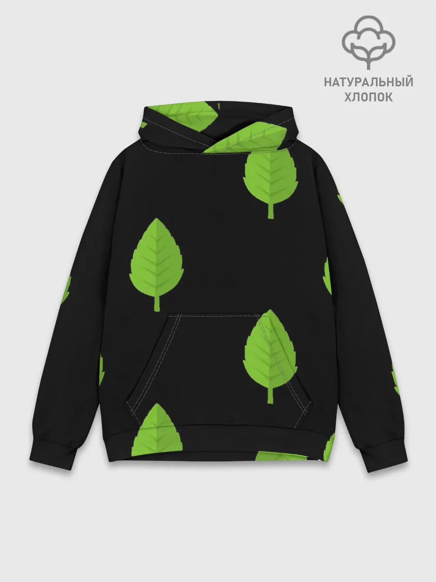 Худи мужской база хлопок / Птица и листочек