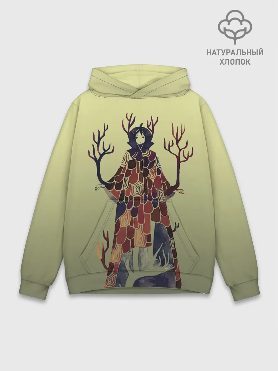 Худи мужской база хлопок / лесной волшебник акварель