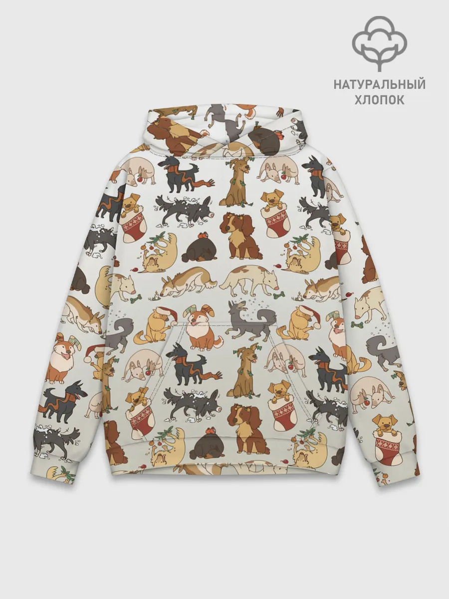 Худи мужской база хлопок / узор песики собачки гав
