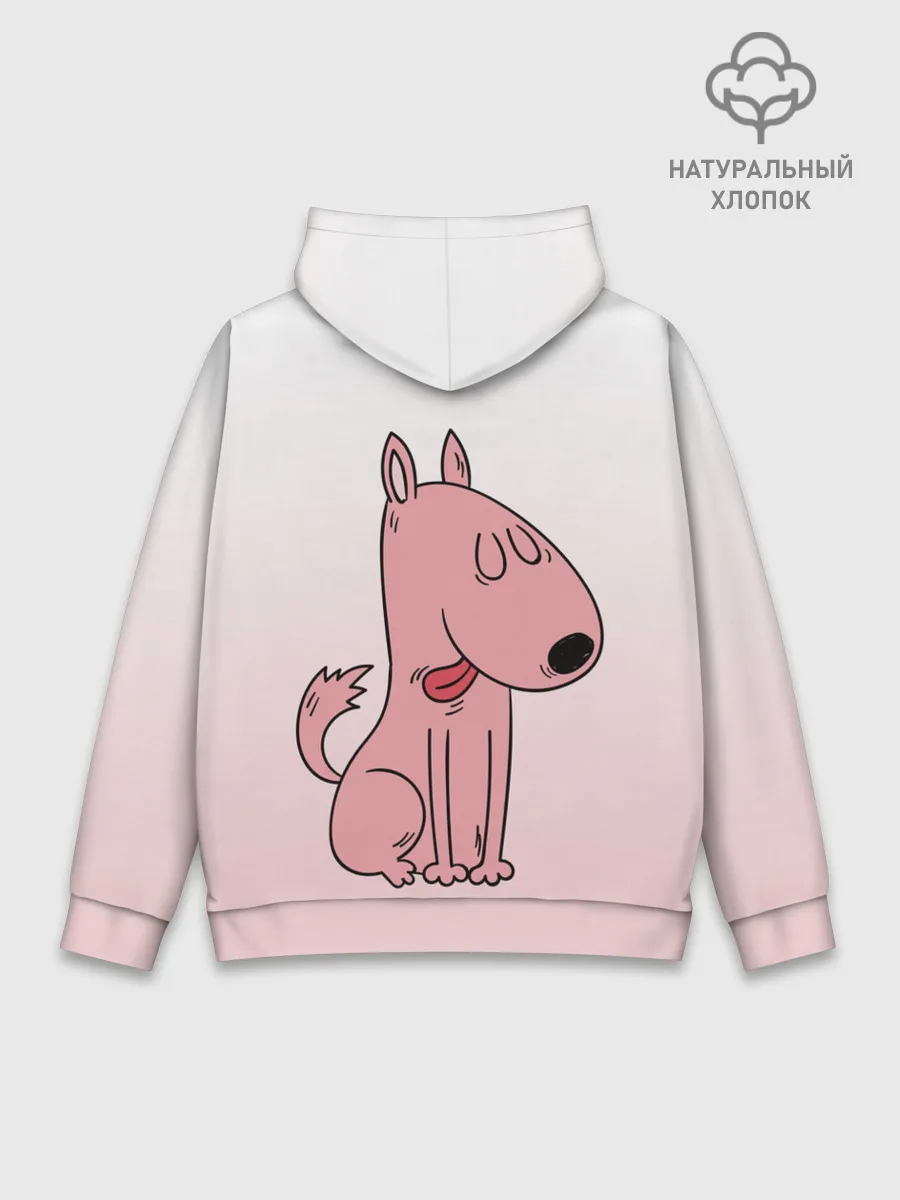 Худи мужской база хлопок / мультяшный мопс
