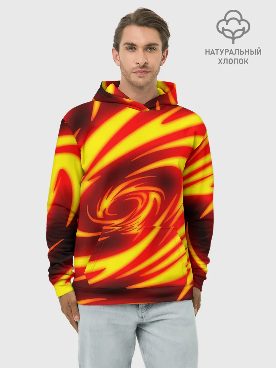 Худи мужской база хлопок / ОГНЕННЫЕ ВОЛНЫ | FIRE STRIPES