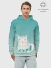 Худи мужской база хлопок / котик на подстилке