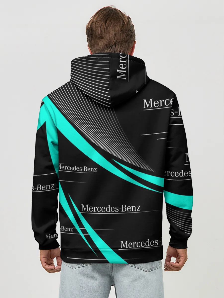 Худи мужской база хлопок / MERCEDES BENZ АКВАМАРИНОВЫЙ