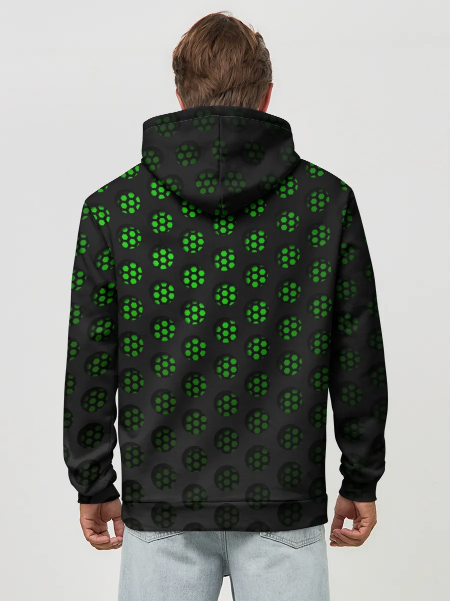 Худи мужской база хлопок / Зелёные соты 3D