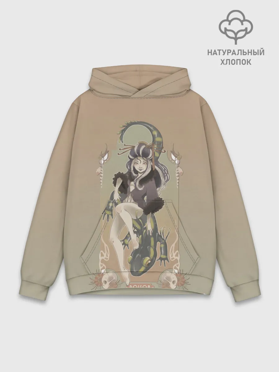Худи мужской база хлопок / Девушка ящерица