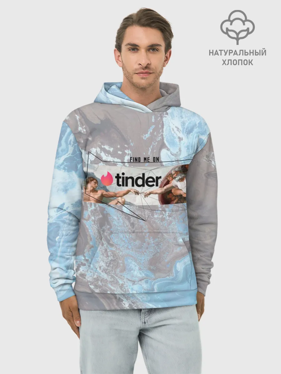 Худи мужской база хлопок / Find me on Tinder | Тиндер