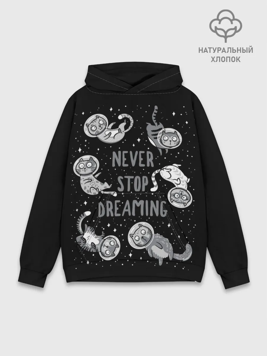 Худи мужской база хлопок / Коты в Космосе
