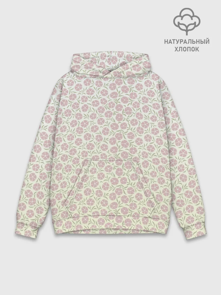 Худи мужской база хлопок / узор мелкие цветочки