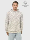Худи мужской база хлопок / узор мелкие цветочки