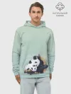 Худи мужской база хлопок / акварельные панды