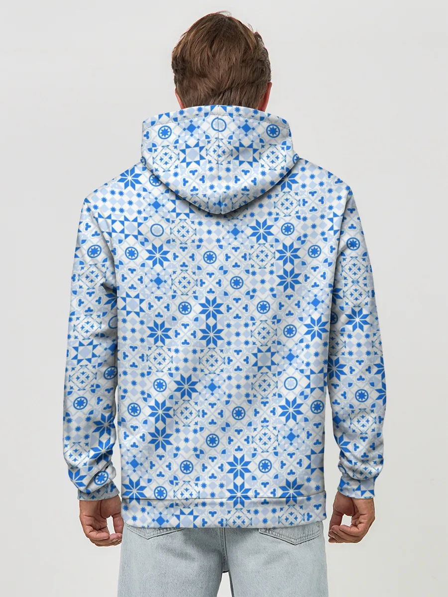 Худи мужской база хлопок / Орнамент снежинки