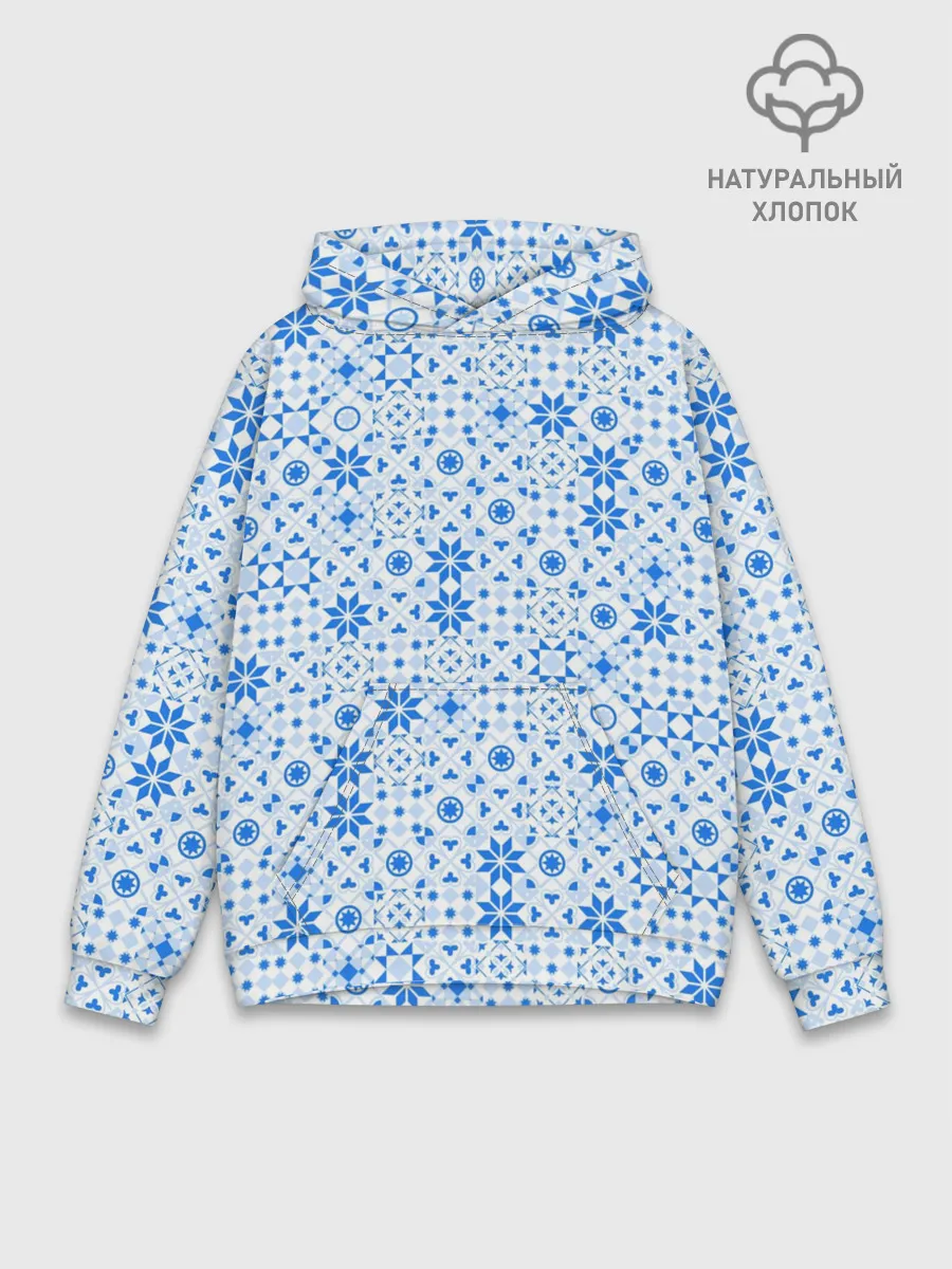 Худи мужской база хлопок / Орнамент снежинки