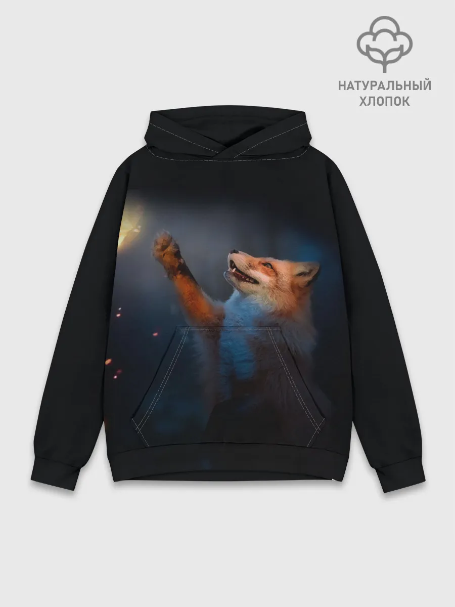 Худи мужской база хлопок / Лиса и огонек