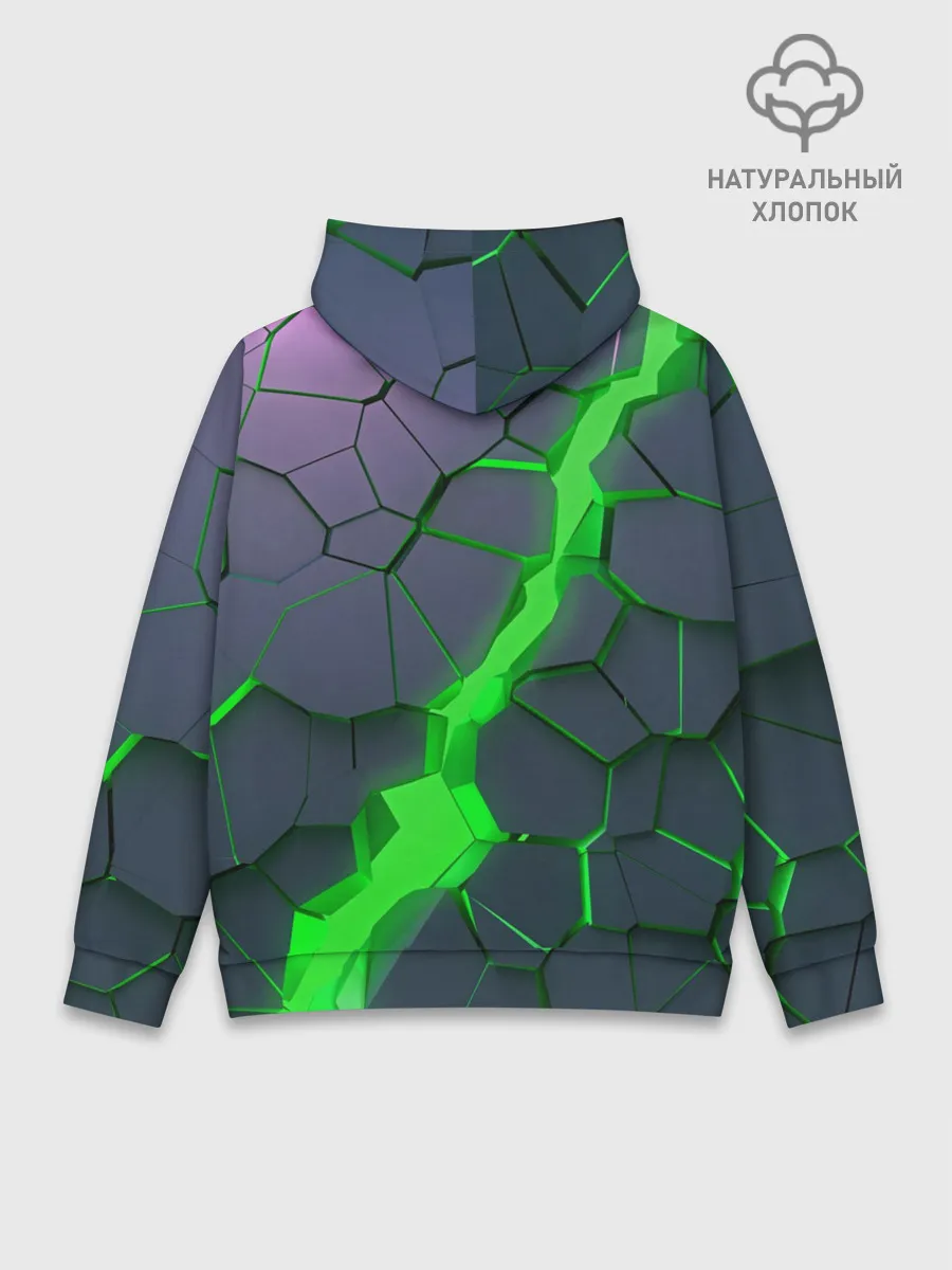 Худи мужской база хлопок / ЗЕЛЕНЫЙ РАЗЛОМ | 3Д РАЗЛОМ