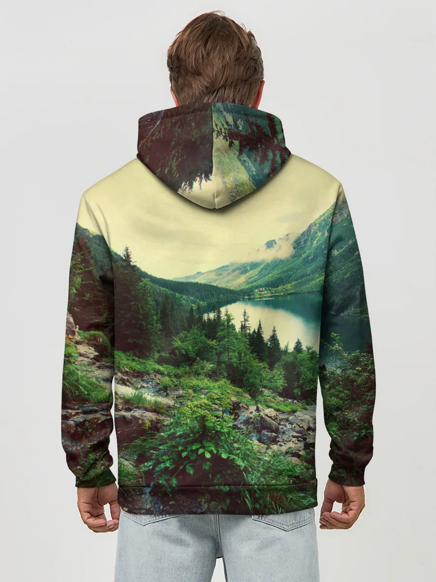 Худи мужской база хлопок / Красивый лес