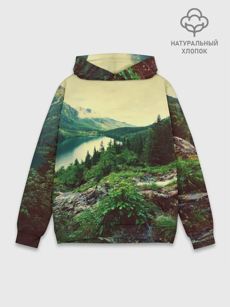 Худи мужской база хлопок / Красивый лес