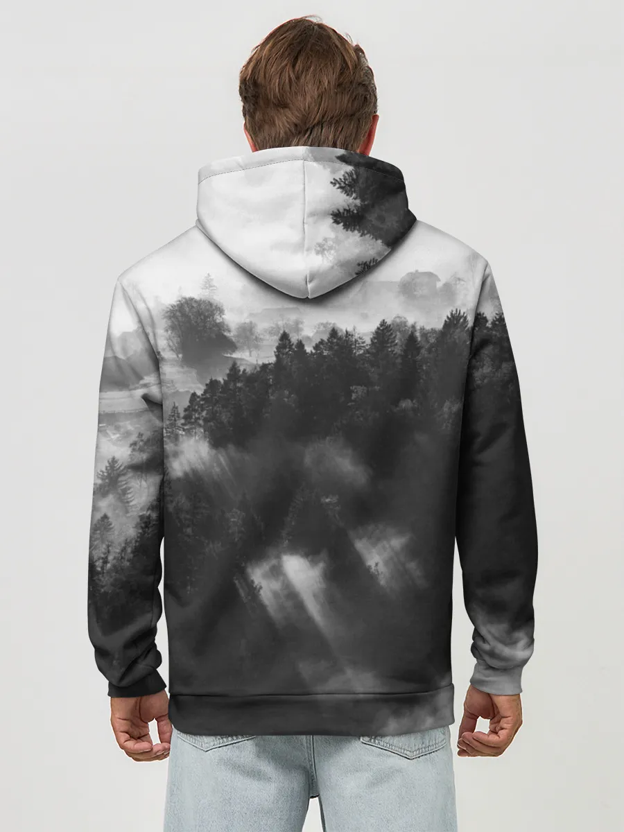 Худи мужской база хлопок / Туман в лесу