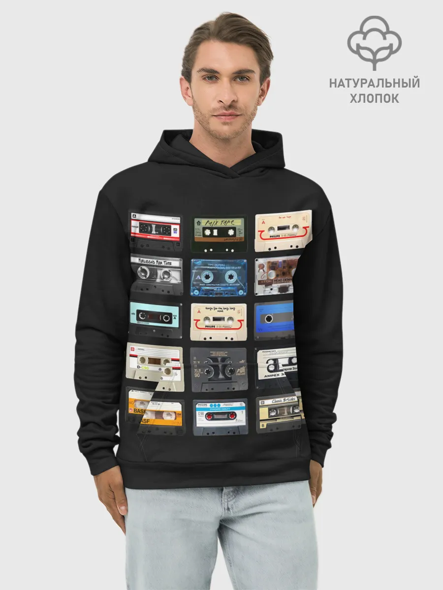 Худи мужской база хлопок / Музыкальные касеты