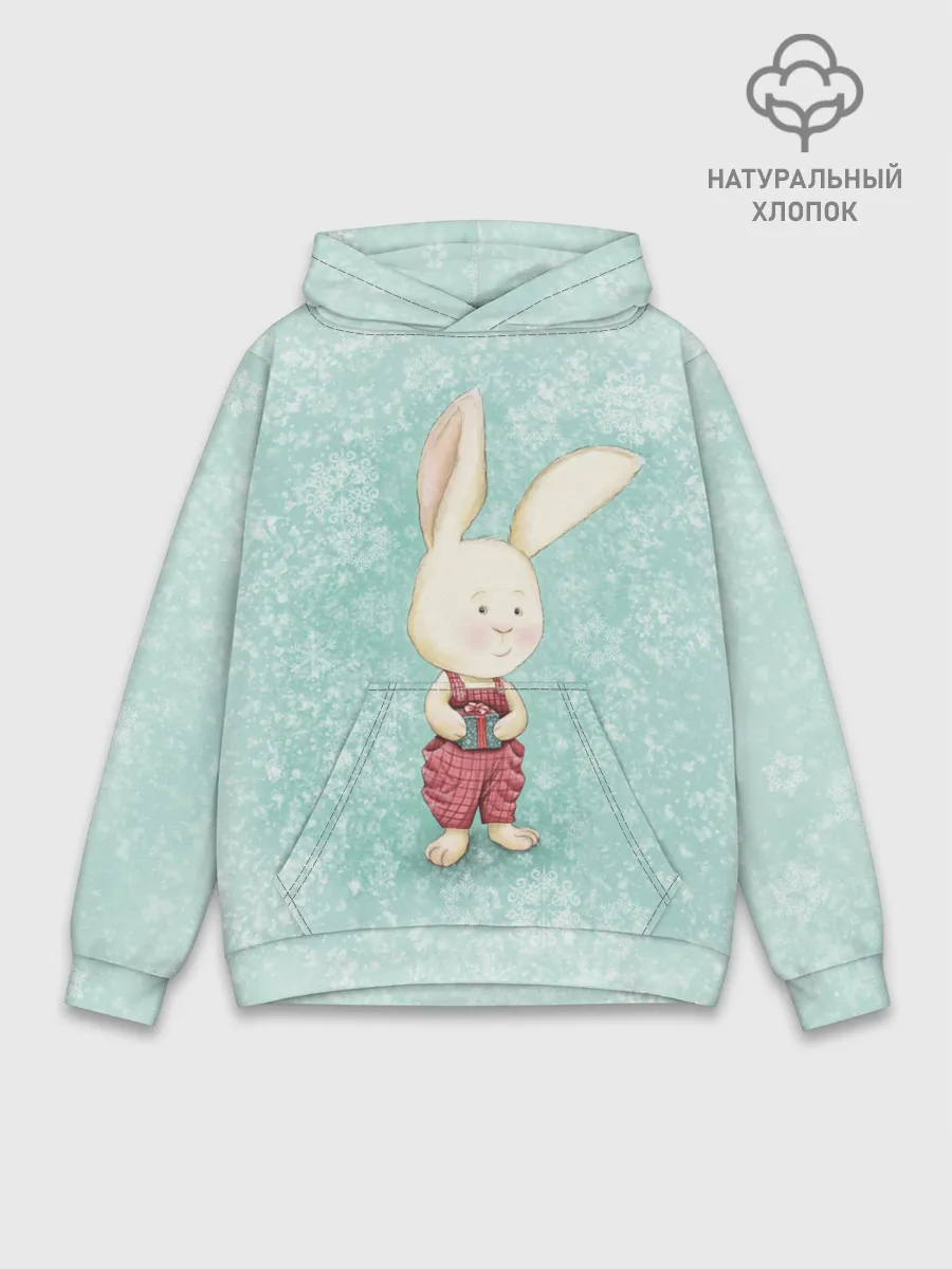Худи мужской база хлопок / Зайчик с подарком