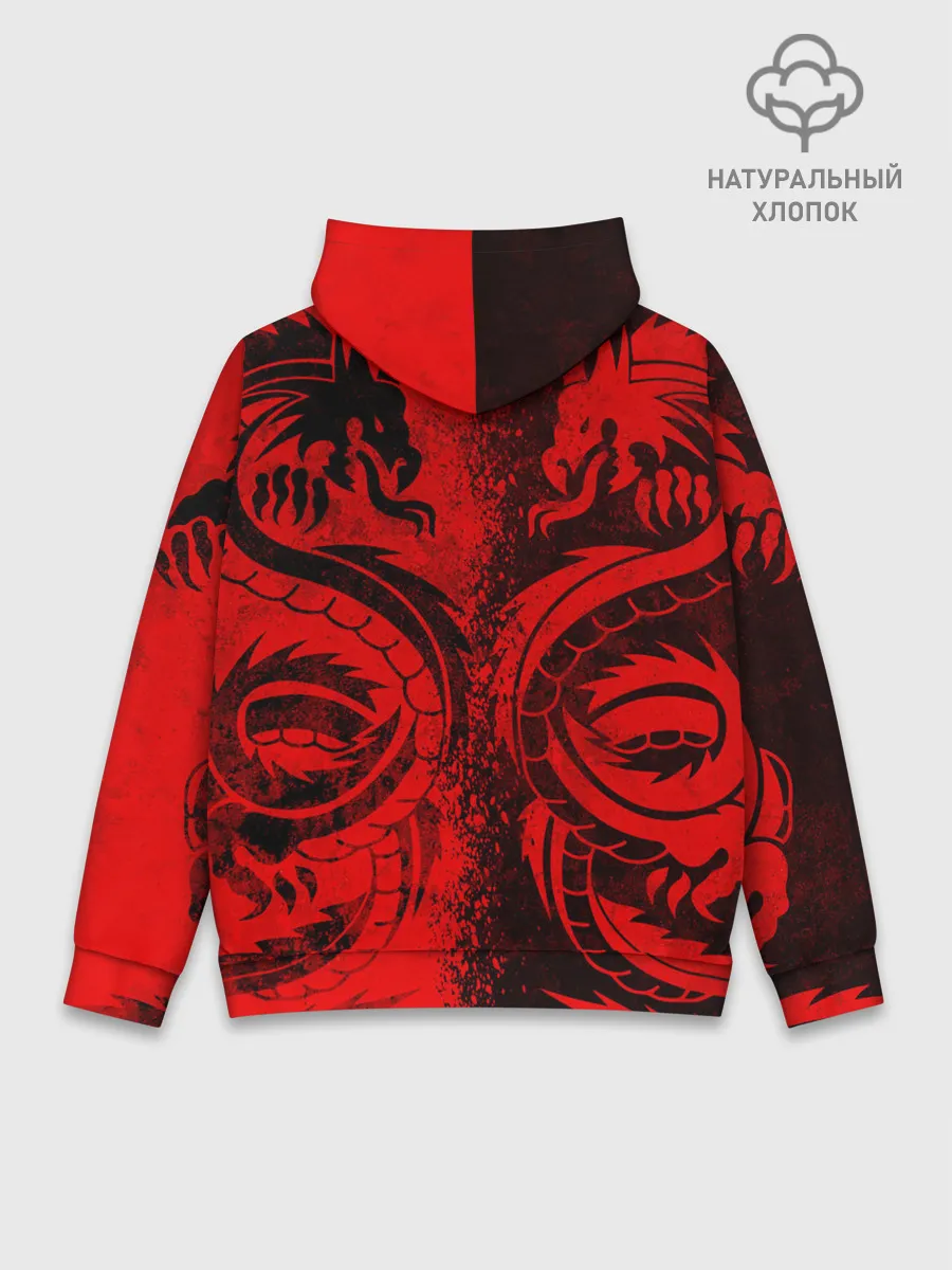 Худи мужской база хлопок / BLACK RED DRAGONS TATOO