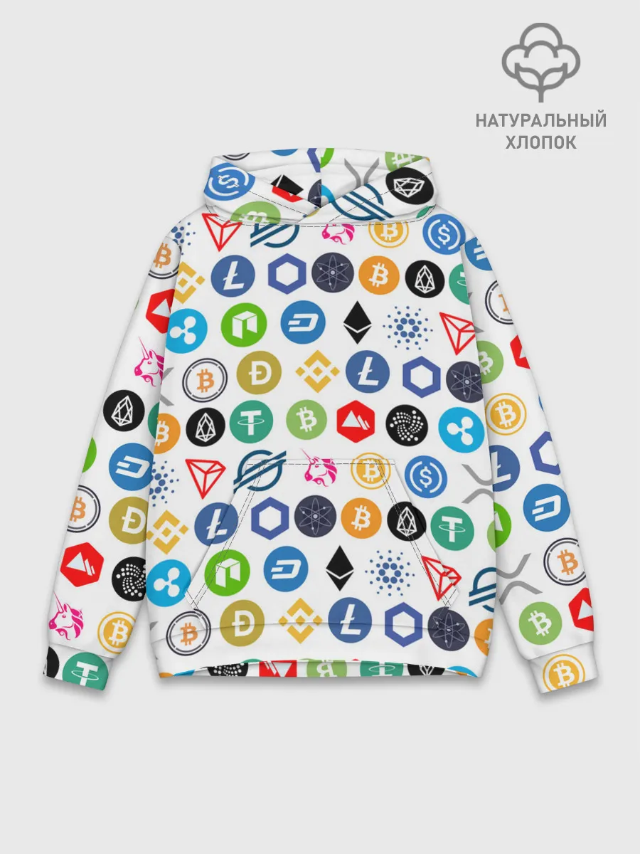 Худи мужской база хлопок / BITCOIN PATTERN | БИТКОИН