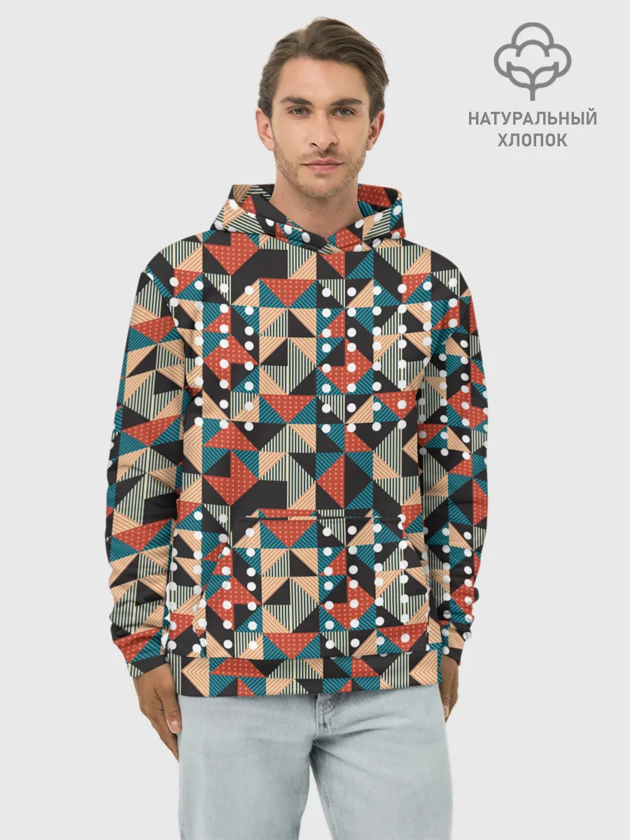 Худи мужской база хлопок / Арт геометрия