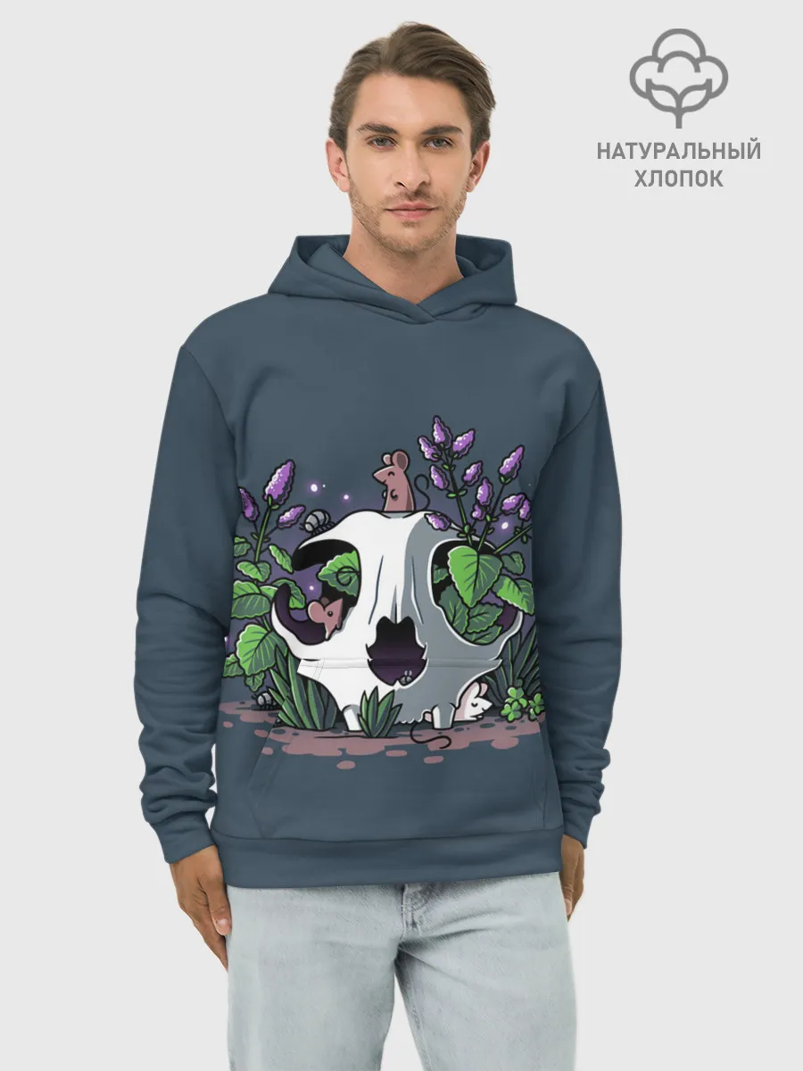 Худи мужской база хлопок / Мыши в черепе