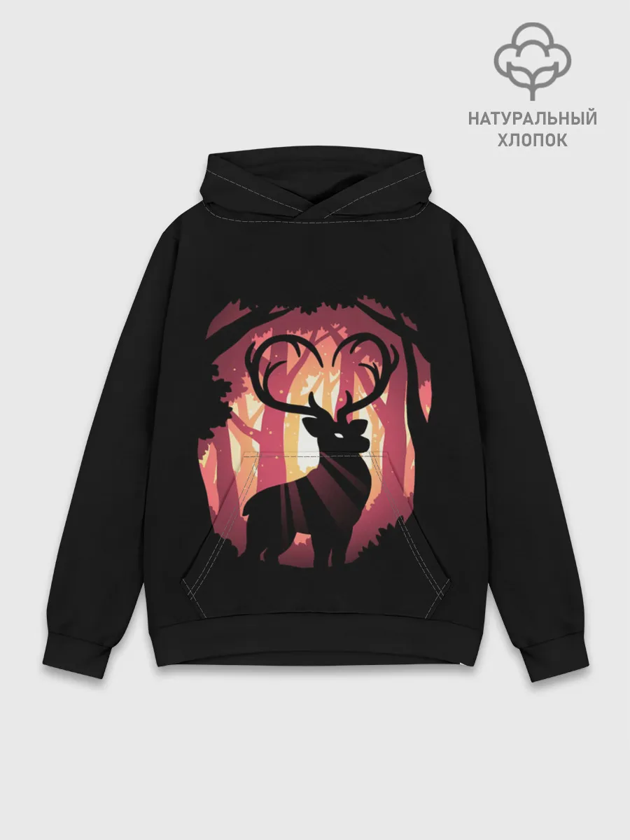 Худи мужской база хлопок / Олень в лесу