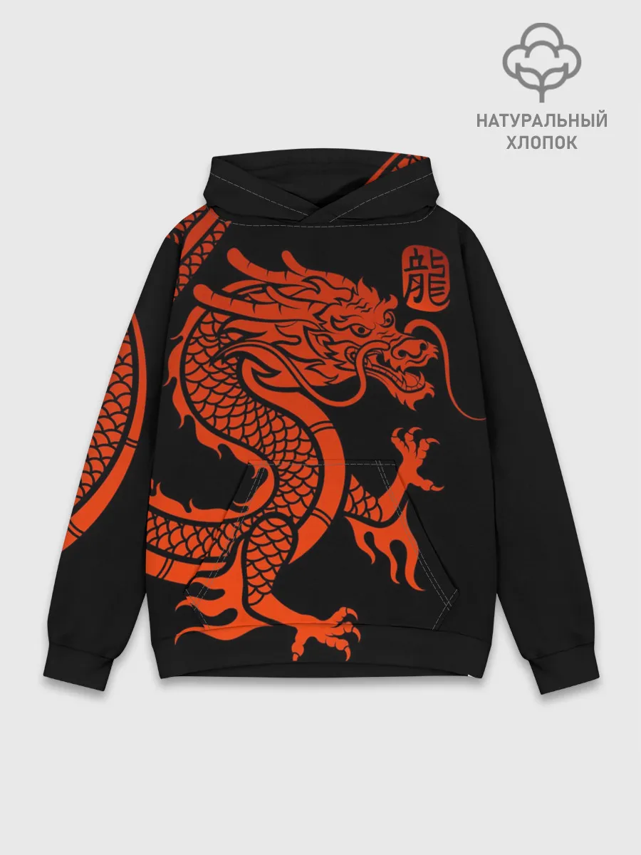 Худи мужской база хлопок / RED CHINA DRAGON