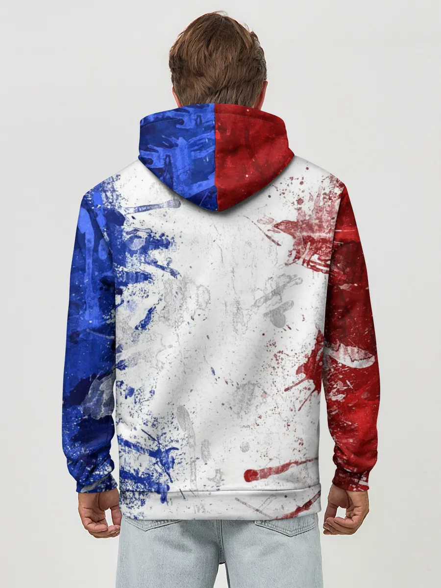 Худи мужской база хлопок / BLUE WHITE & RED