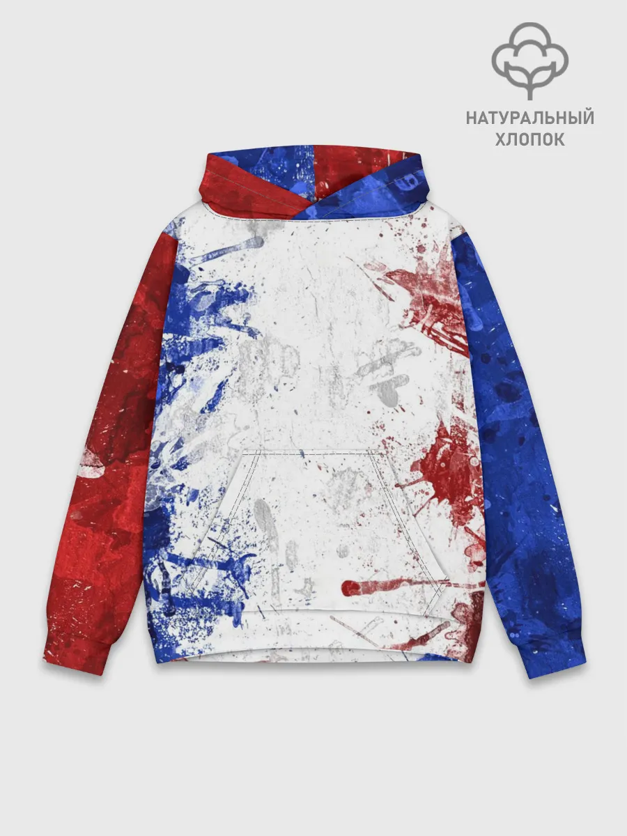 Худи мужской база хлопок / BLUE WHITE & RED